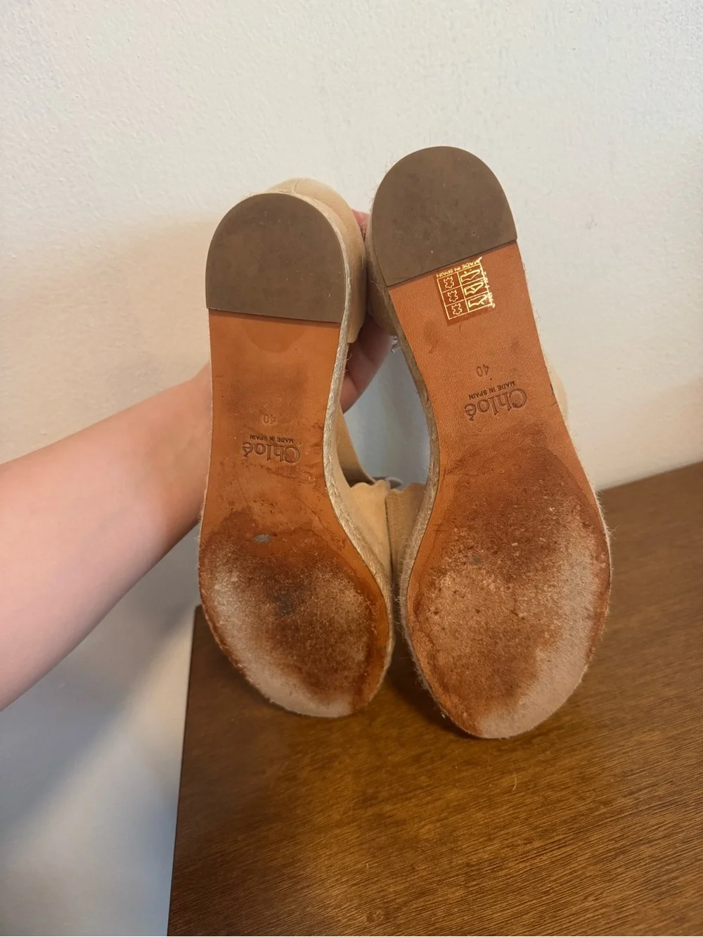 Chloé Suede Scalloped Espadrille Platform Sandals